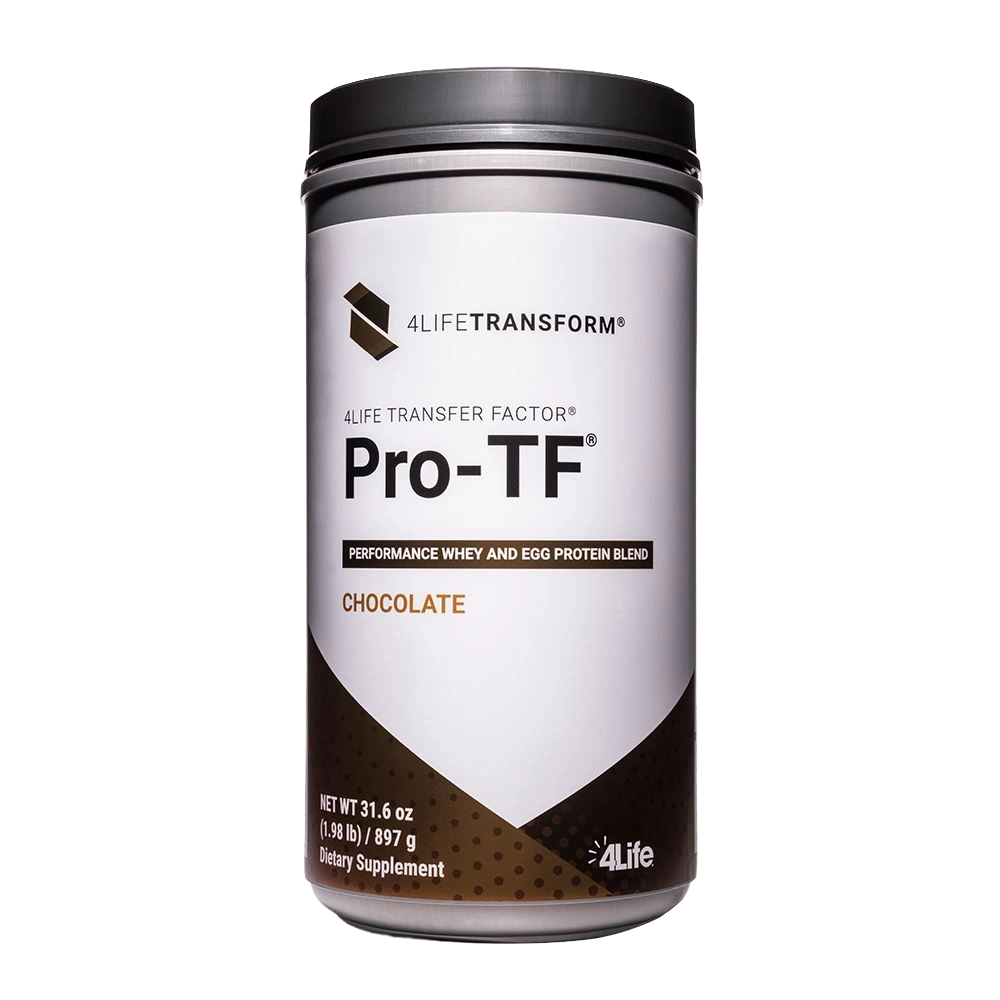 4Life PRO-TF Chocolate — high-performance whey and egg protein with Transfer Factor, 20g protein per serving, 2:1:1 BCAAs